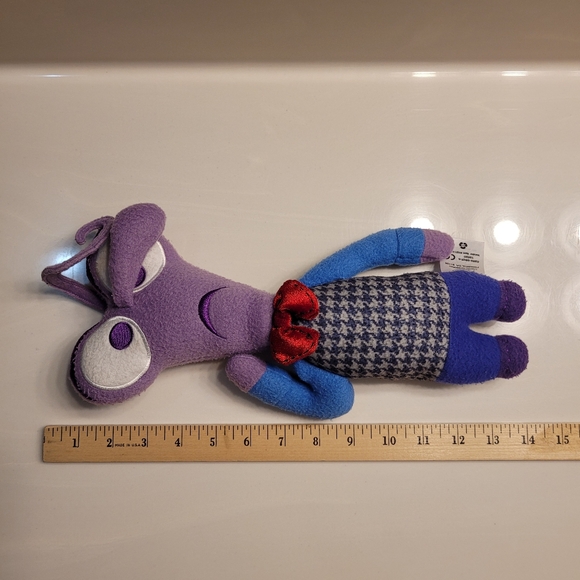 Fear DISNEY Inside Out Movie Purple Character Plush With Red Bow Tie - Picture 7 of 16